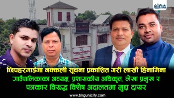 छिपहरमाईमा झुट्टा बोलपत्र सूचना प्रकाशित गरी लाखौं हिनामिना, गाउँपालिकाका अध्यक्ष, प्रशासकीय अधिकृत, लेखा प्रमुख र भ्रष्ट सावित भएका पत्रकार विरूद्ध अख्तियारद्वारा विशेष अदालतमा मुद्दा दायर