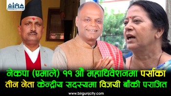 नेकपा (एमाले) ११ औँ महाधिवेशनमा पर्साका तीन नेता केन्द्रीय सदस्यमा विजयी, पूर्व मन्त्री राजकुमार गुप्ता सहित ६ जना पराजित