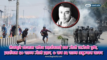 तीनकुने घटनामा सविन महर्जनलाई एक गोली लागेको पुष्टि, प्रदर्शनमा ६० राउन्ट गोली प्रहार, ७ सय ४६ राउन्ड अश्रुग्यास फायर