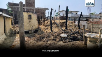 बहुदरमाई नगरपालिका–८ मा भीषण आगलागी एक भैसीँ घाइते,  तीन घर जलेर नष्ट