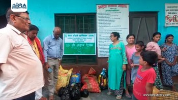 २०औं अडान दिवसमा अमृता अनाथ आश्रममा खाद्यान्न वितरण