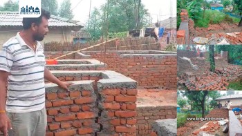 रौतहटमा मदन भण्डारी आवास योजनाका भवन दुई दिनको वर्षाले भत्किन थाले